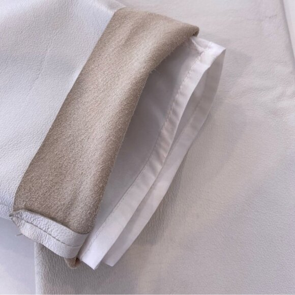 Blink from DANIER leather pants jeans ecru white high waist straight leg size 6 - Picture 9 of 14